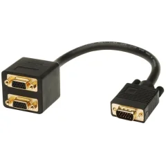 LINDY 41214 VGA Y-adapter [1x moški konektor VGA - 2x moški konektor VGA] črna  0.18 m