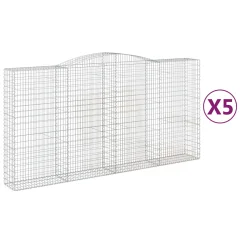 vidaXL Obokane gabion košare 5 kosa 400x50x200/220 cm pocinkano železo