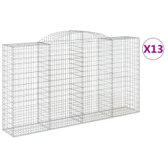 vidaXL Obokane gabion košare 13kosi 300x50x160/180 cm pocinkano železo