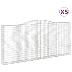 vidaXL Obokane gabion košare 5 kosov 400x30x180/200cm pocinkano železo