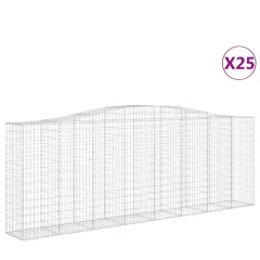 vidaXL Obokane gabion košare 25 kos 400x50x140/160 cm pocinkano železo