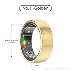 Smart Ring R1000 – Monitor spanja, Bluetooth 5.0, Monitor kisika v krvi Gold 11