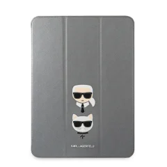 Karl Lagerfeld, Folio etui za iPad Pro 11 palcev 2020 / 2021 Saffiano Karl in Choupette Designs, Siva