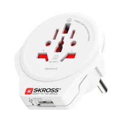 Skross, 16A univerzalni potovalni napajalnik s priklju?kom USB, Bela