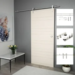 The Living Store Komplet opreme za drsna vrata 183 cm nerjave?e jeklo srebrna - Orpema Za Drsna Vrata