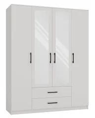 Stylish White Romana Wardrobe 160x205 cm with Mirror for Modern Bedrooms