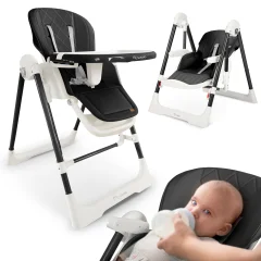 Nukido Elite 3-in-1 Black Highchair with Rocker and Lounger Features