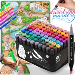 80-Piece Alcohol Marker Set with 90 x 120 cm Painting Mat by Ricokids