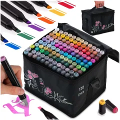 Nukido NK-913 Alcohol Markers Set with Bag - 120 Vibrant Colors for Artists