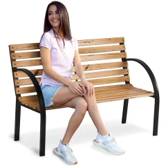 Luca Sofotel Modern Park Bench with Backrest - 117.5 x 83 x 57 cm