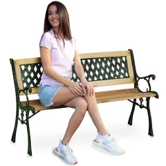 Stylish Garden Bench with Backrest - Modern Sofa for Outdoor Relaxation 124 x 74 x 43 cm