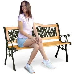 Elegant Garden Park Bench with Backrest - Gardi Tulip Sofotel 123.5 x 74 x 48 cm