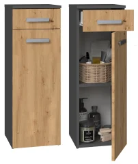 Elegant Anthracite Bathroom Column Cabinet with Drawer and Door