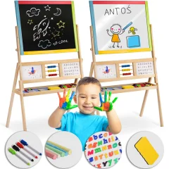 Ricokids Multifunctional Large Magnetic Chalkboard and Rotating Clock for Kids - Colorful Learning Tool