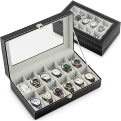 Massido MS-710 Black and Beige Watch Box for 12 Timepieces