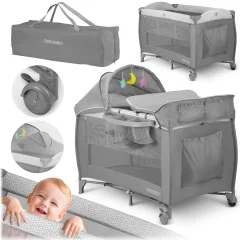 RK-242 Gray Travel Cot - Lightweight and Functional 125x65x78cm