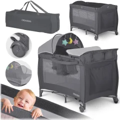 Portable Travel Cot RK-242 - Lightweight, Safe & Stylish in Anthracite