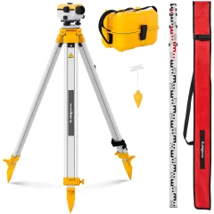 Professional Self-Leveling Optical Level with Tripod and 5m Staff - 24x Magnification