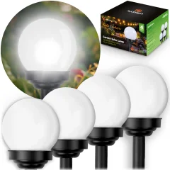 Illumen LS-102 Solar Ball Lamps - Set of 4 White Garden Lights