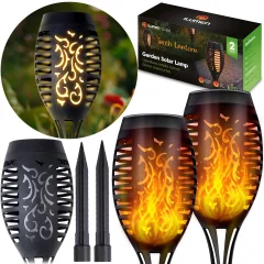 Illumen LS-100 Solar Torch Lamp Set - 2 Stylish Garden Lights with Flame Effect