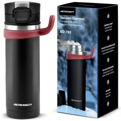 Berdsen 450 ml Vacuum Flask - Stylish Black Thermos for Hot and Cold Drinks