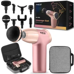 NS-500 Pink Body Massage Gun with 8 Attachments for Ultimate Relaxation