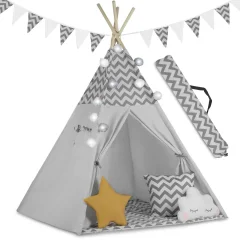 Kids' Gray Nukido Teepee Tent with Lights - Perfect for Playtime and Adventure