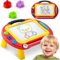 Ricokids 2-in-1 Blackboard and Drawing Table in Red - Perfect for Creative Kids