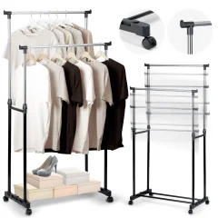 Massido 686100 Adjustable Clothes Hanger in Black and Silver for Stylish Organization