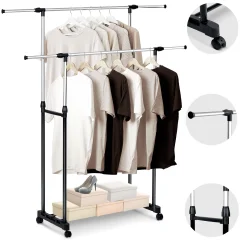 Massido 686400 Adjustable Clothes Hanger in Black and Silver