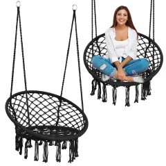 Stylish BOHO Hanging Garden Swing Chair in Black