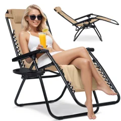 Adjustable Folding Garden Lounger with Mini Table - ChillWell Sofotel