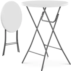 Foldable White Round Catering Table - 80 cm Diameter, 100 kg Capacity