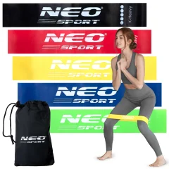 NS-959 Neo-Sport 5-Piece Exercise Resistance Band Set for Home Workouts