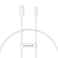 Baseus, USB-A / USB-C 100W 480 Mbps podatkovni in polnilni kabel 0,25 metra, Bela