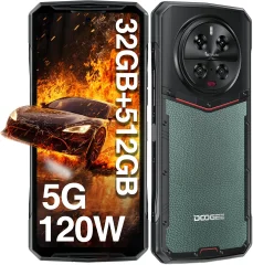 DOOGEE DK10 5G 32/512GB Dimensity 8020, zelena pametni robustni telefon Android 13, 6.67" 120Hz 120W