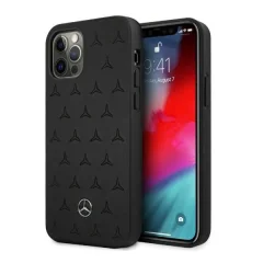 MERCEDES OVITEK HARDCASE ZA IPHONE 12 PRO MAX 6.7 ČRNO USNJENO Z VZORECEM ZVEZD