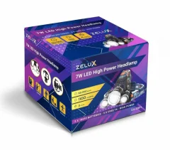 Naglavna / čelna  polnilna LED svetilka s 3 močnimi CREE T6 LED diodami 7W 2x 18650 IP44