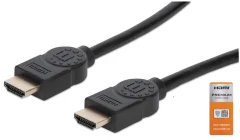 Visokohitrostni kabel HDMI s certifikatom Manhattana z ethernetnim kanalom 4K @ 60Hz HEC ARC 3D 18 Gbit/s pasovna širina HDMI vtič na vtič HDMI zaščiten črn 3 m Manhattan HDMI priključni kab